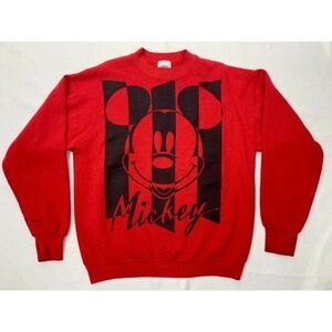 Vintage Mickey Mouse Red Black Sweatshirt Disney Large